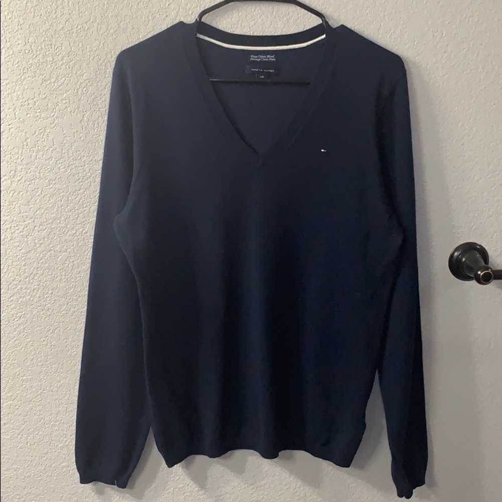 Tommy Hilfiger Navy V-Neck Sweater